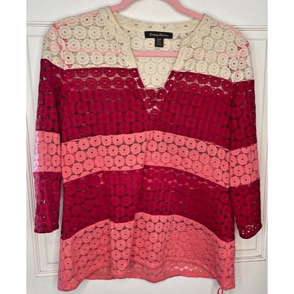 Tommy Bahama Tops - Tommy Bahama Women's Size S Crochet Lace Top Stretch Pullover Coverup
